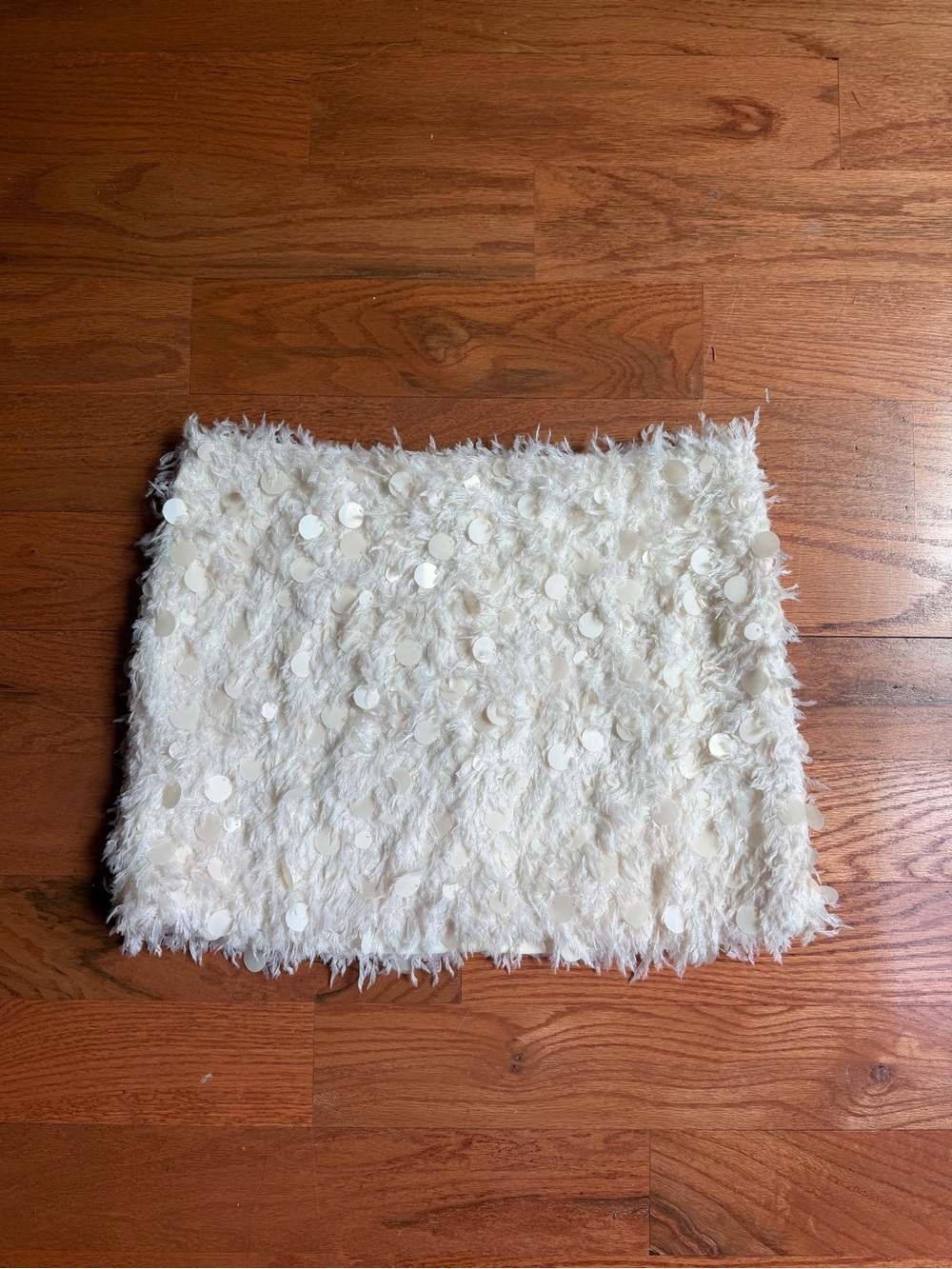 Lulus Ivory Feather Sequin Low Rise Mini Skirt